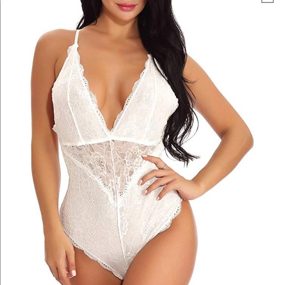 Fashion Nova Intimates Sleepwear White Lace Lingerie One Piece 